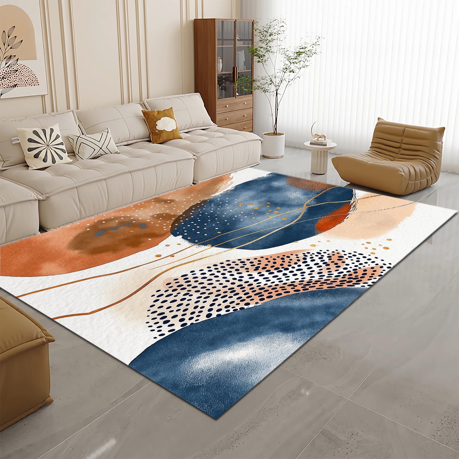 Akwarela Boho kolorowe klocki Dywan do salonu Wielokolorowy dywan do salonu z antypoślizgowym gumowym tyłem 120 x 160 cm Antypoślizgowy dywan wewnętrzny z krótkim włosiem do salonu i sypialni