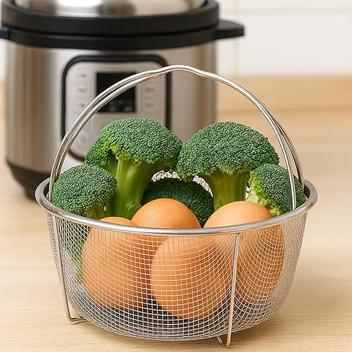 Miniatura 7 de Cesta de vapor de acero inoxidable, cesta de vapor para verduras para olla instantánea, accesorios de 6 u 8 cuartos de galón, inserto instantáneo de