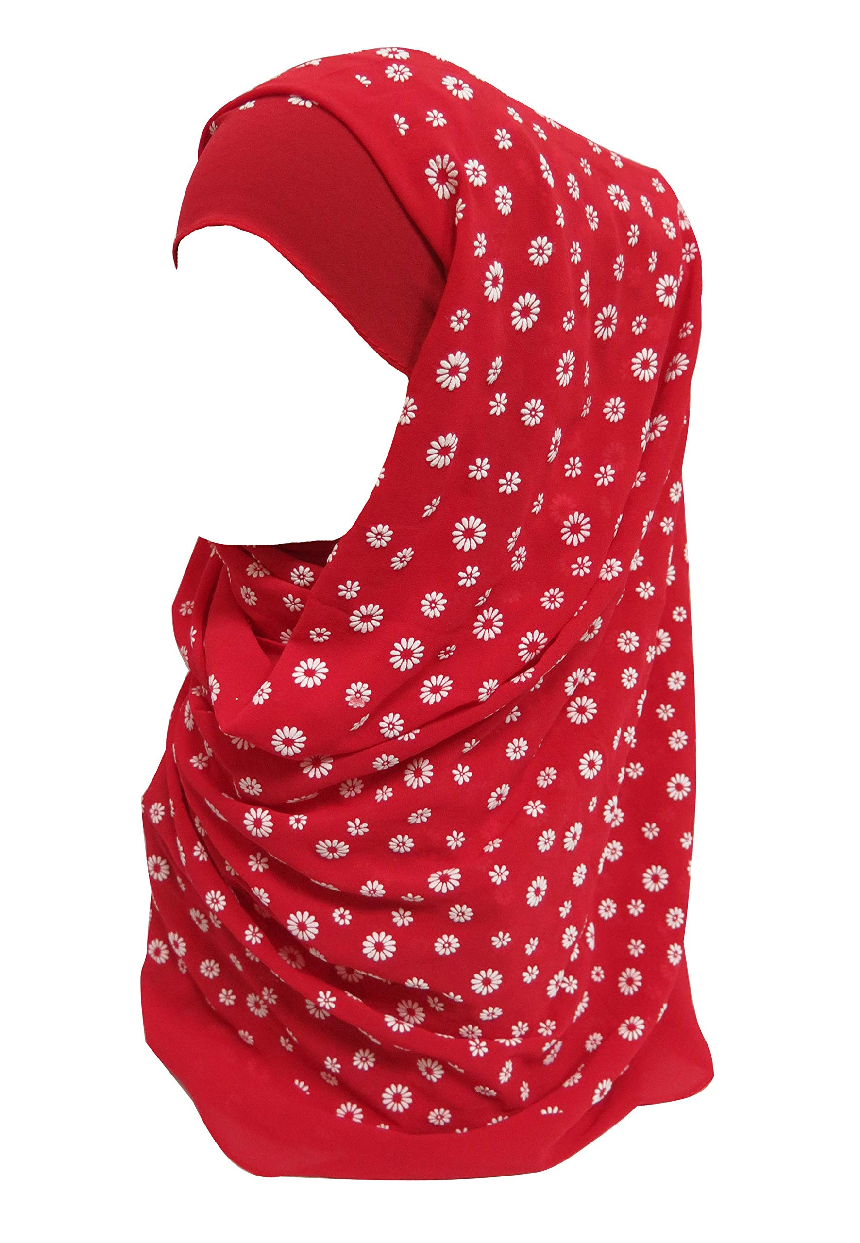 Lina & Lily Floral Thick Chiffon Muslim Hijab Scarf (Red)