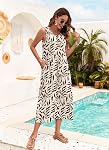 MISFAY Robe d'été pour femmes Sans manches Casual Beach Longue Une ligne Robe de soleil avec poches