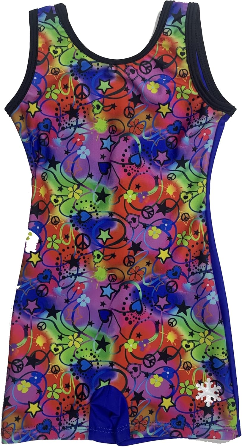 Groovy Rainbow Gymnastics or Dance Girls Biketard