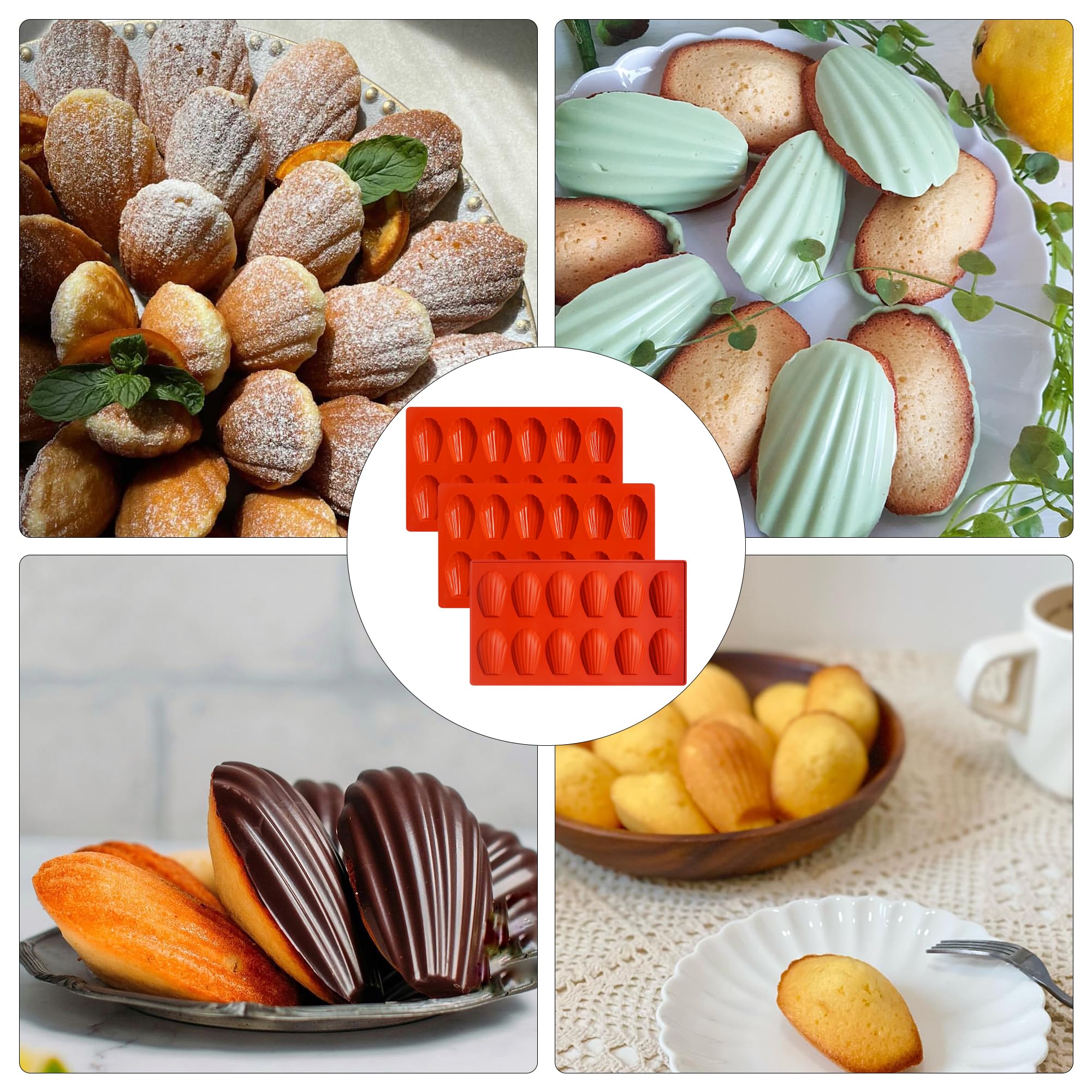 3 moldes para magdalenas, molde para magdalenas de 12 pozos para hacer 12 galletas Madeleine, molde antiadherente para tartas de té, molde para magdalenas, moldes para magdalenas, sartenes