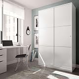 Habitdesign Armario 2 Puertas Correderas, 200x120x50 (AltoxAnchoxFondo - en cm), Armario Dormitorio, Barra de Colgar y Estantes, Color Blanco Brillo - 6