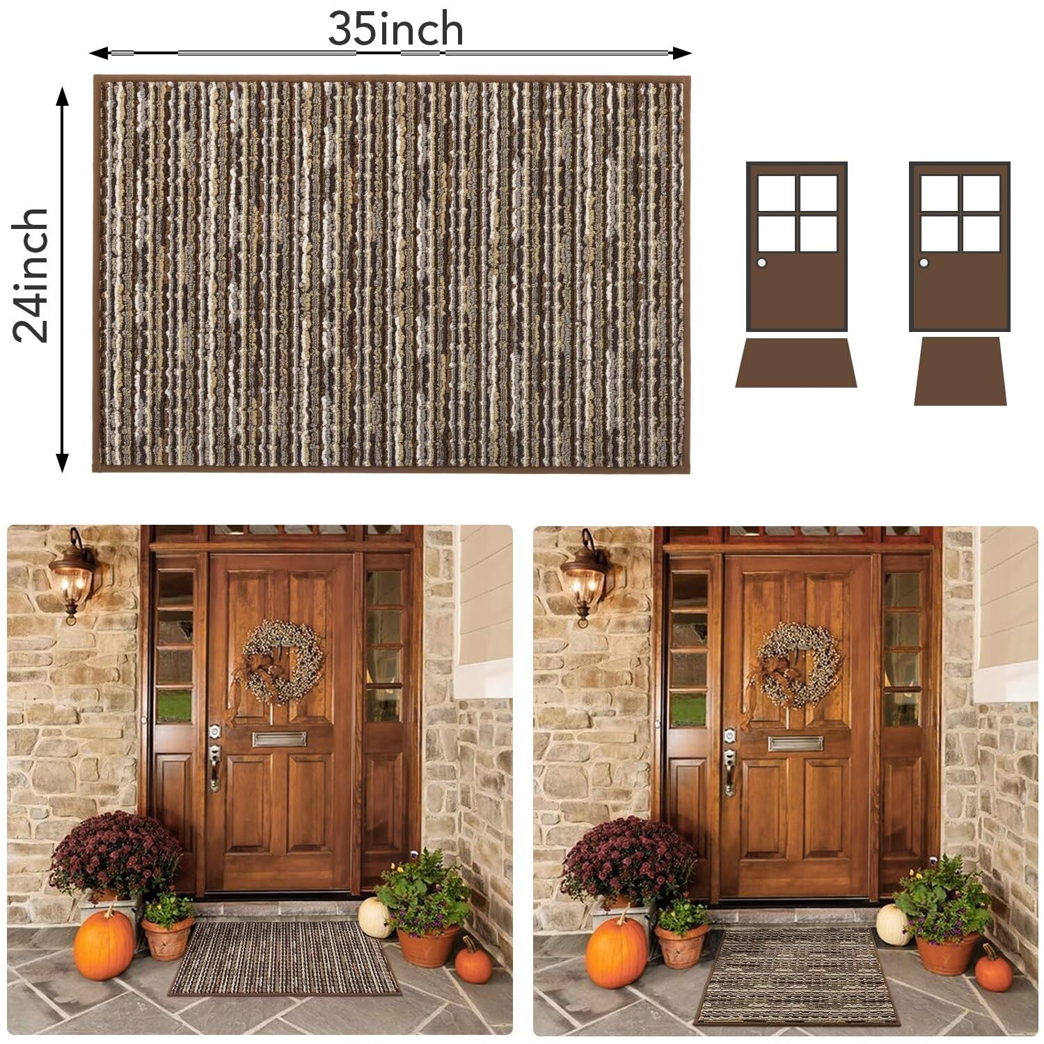 Biscpro Fußmatte 60x90cm Schmutzfangmatte Innen,Rutschfeste Waschbar Fussmatte,Sauberlaufmatte Teppich für Eingangsbereich,Haustür,Patio,Flur,Garten