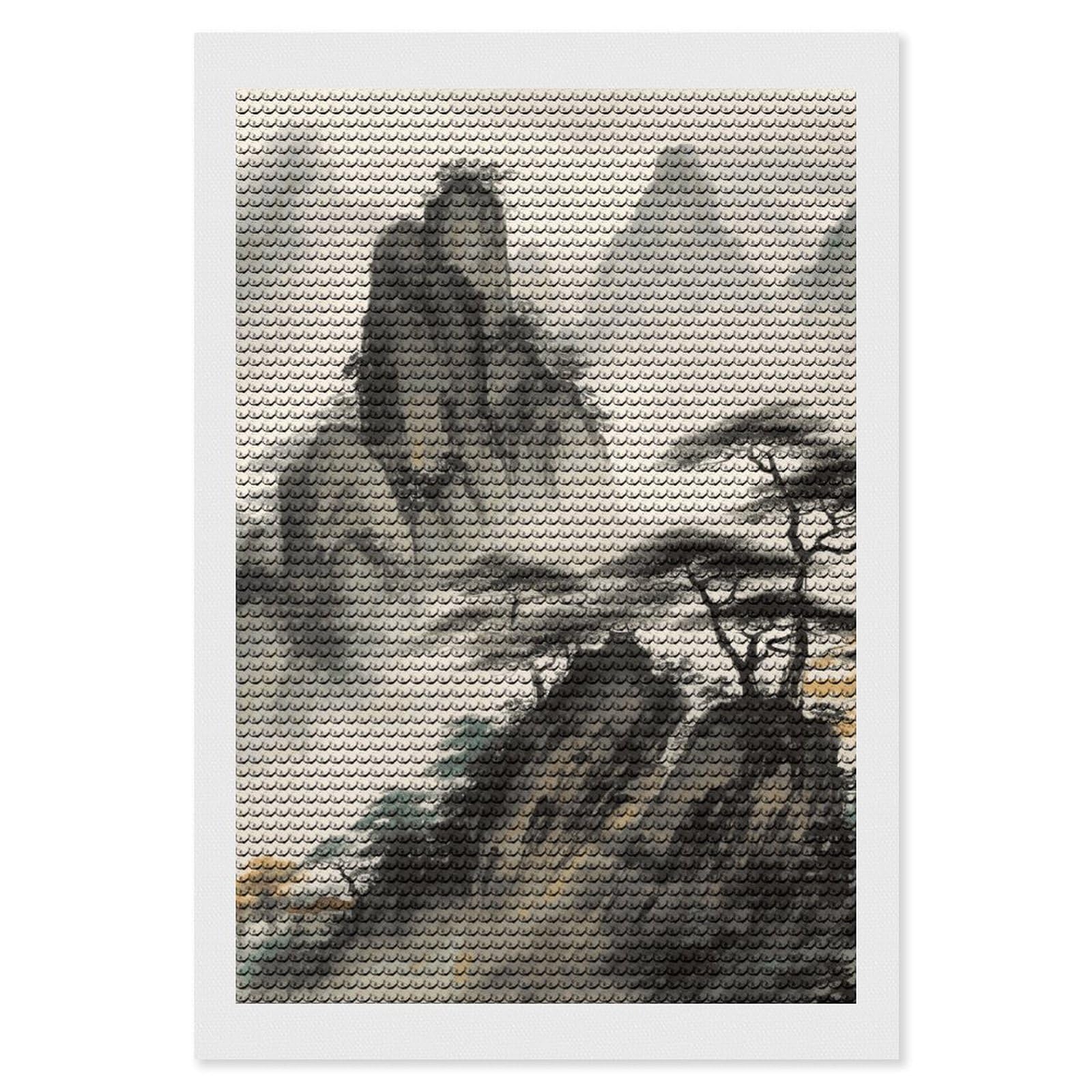 DWVTSLH Chinese Landscape Painting Diamond Painting Kits for Adults, Personalized Diamond Photo Art Full Drill, DIY 5D Diamond Art Painting Kits for Beginners, Home Wall Decor 8"x12"