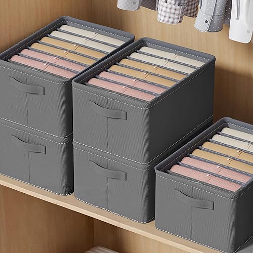 Miniatura 3 de FixtureDisplays Organizador de armario para armario, papelera de almacenamiento de tela con 7 ranuras, color gris oscuro, divisores de cajones