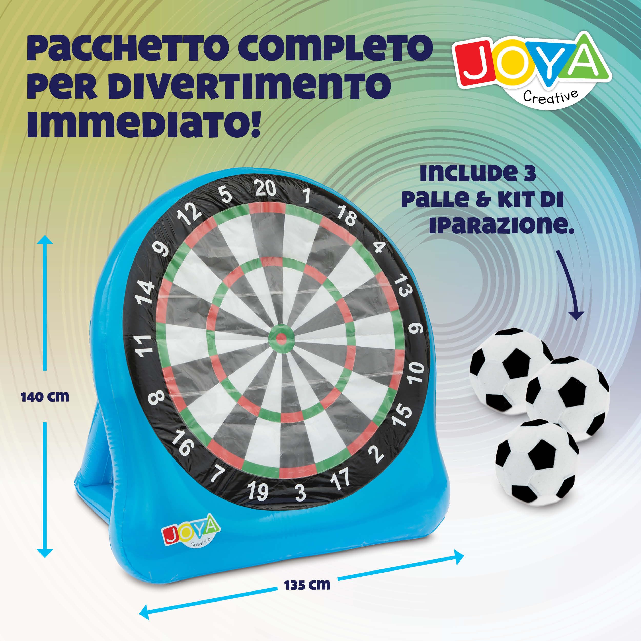 Freccette gonfiabili XXL, set di freccette da calcio per esterni, freccette XXL per giardino, con 3 palline e set di riparazione, ideali per feste in giardino, eventi e riunioni di