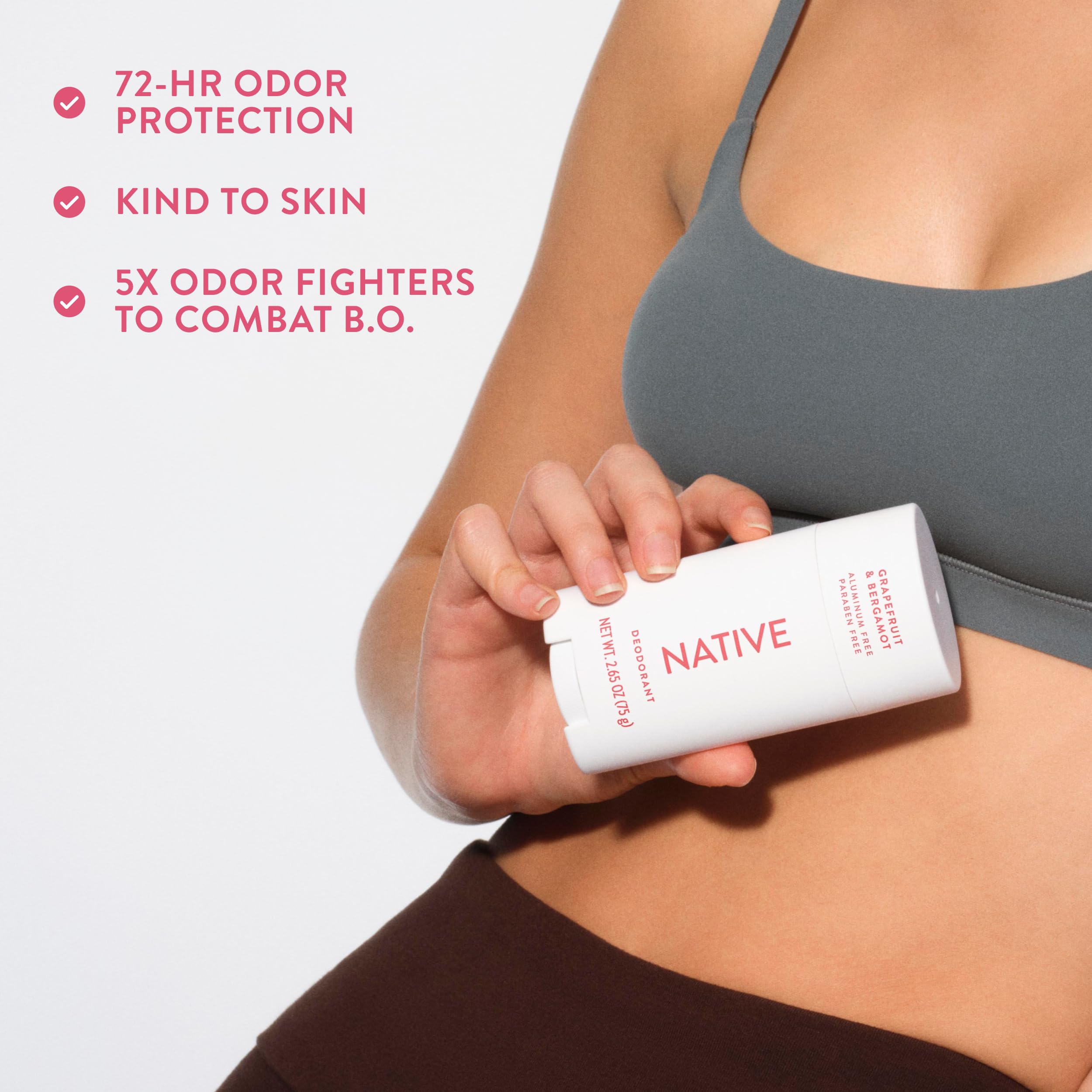 Native Deodorant Contains Naturally Derived Ingredients, 72 Hour Odor Control, Deodorant for Women and Men, Aluminum Free, Grapefruit & Bergamot 2.65oz