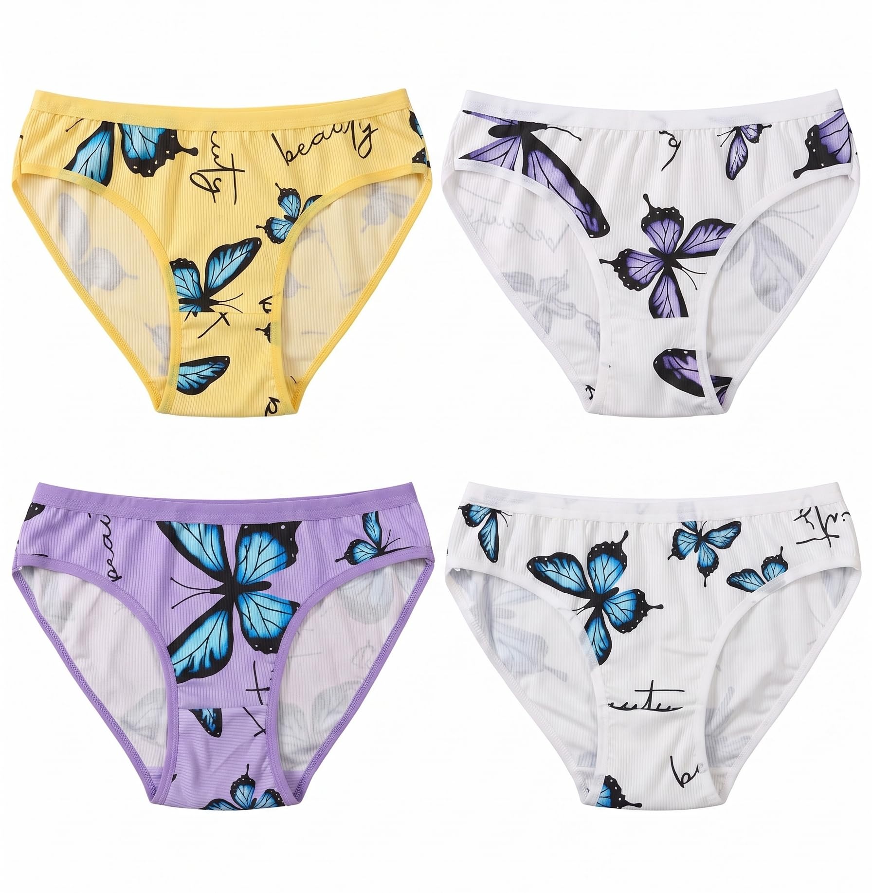 luvreena Women's 4 Piece Solid Panty Set Ribbed Knit Breathable Underwear Panties-picture-44