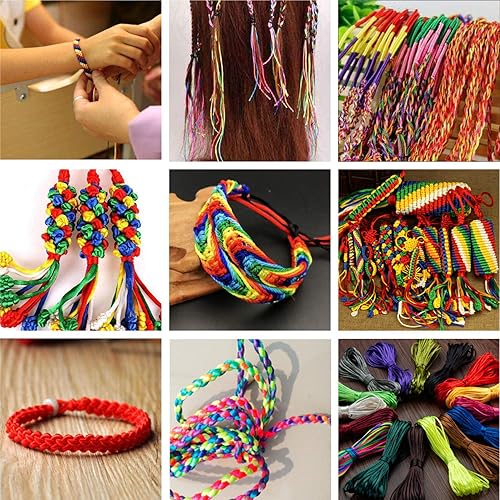 Miniatura 7 de Cordón de nailon de 0.039 in para hacer pulseras, cordón de satén de seda para nudos chinos, 16 paquetes, 175 yardas totalmente de nailon para