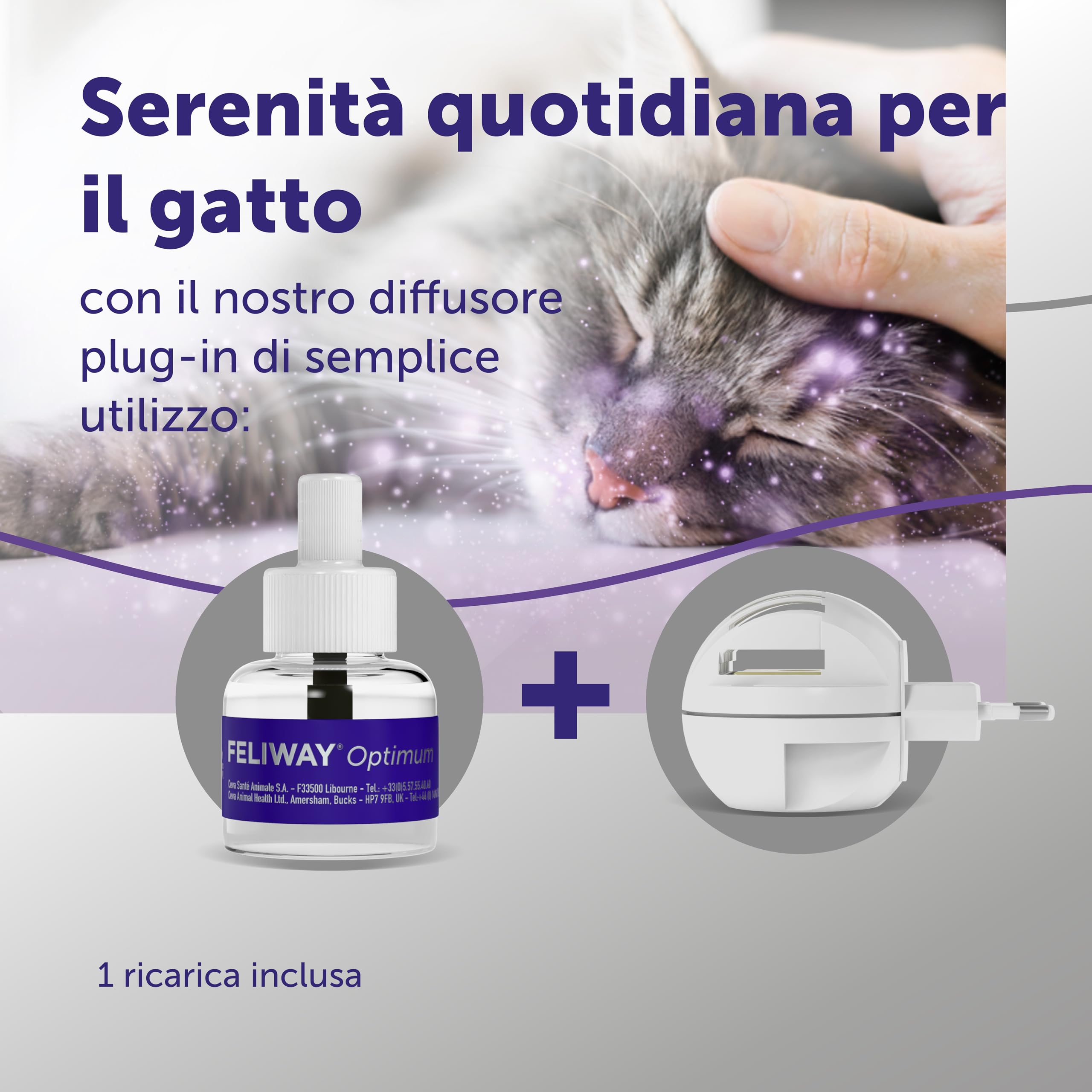FELIWAY Optimum 1x30 Giorni Ricarica calmante per diffusore di feromoni, 48 ml – Aiuta a risolvere tutti i segni comuni di stress nei gatti e gattini. Raccomandato dai veterinari, clinicamente testato