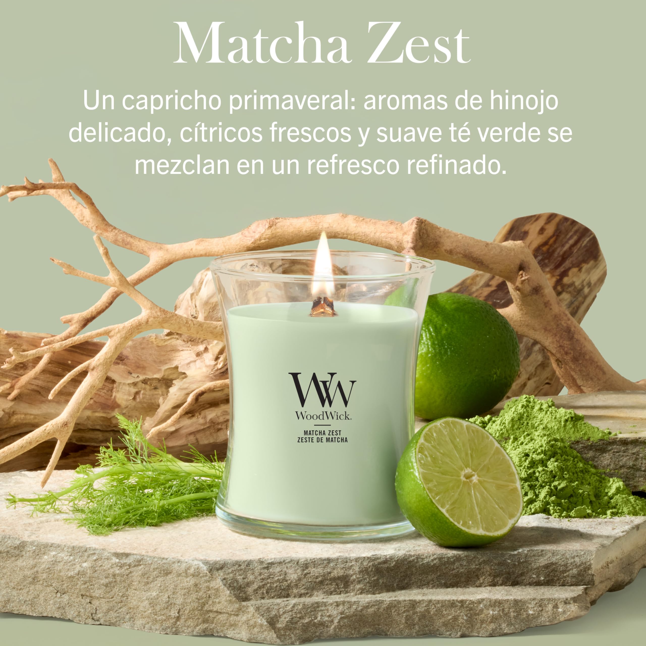 WoodWick | Vela Mediana | Matcha Zest | Gran regalo para mujeres