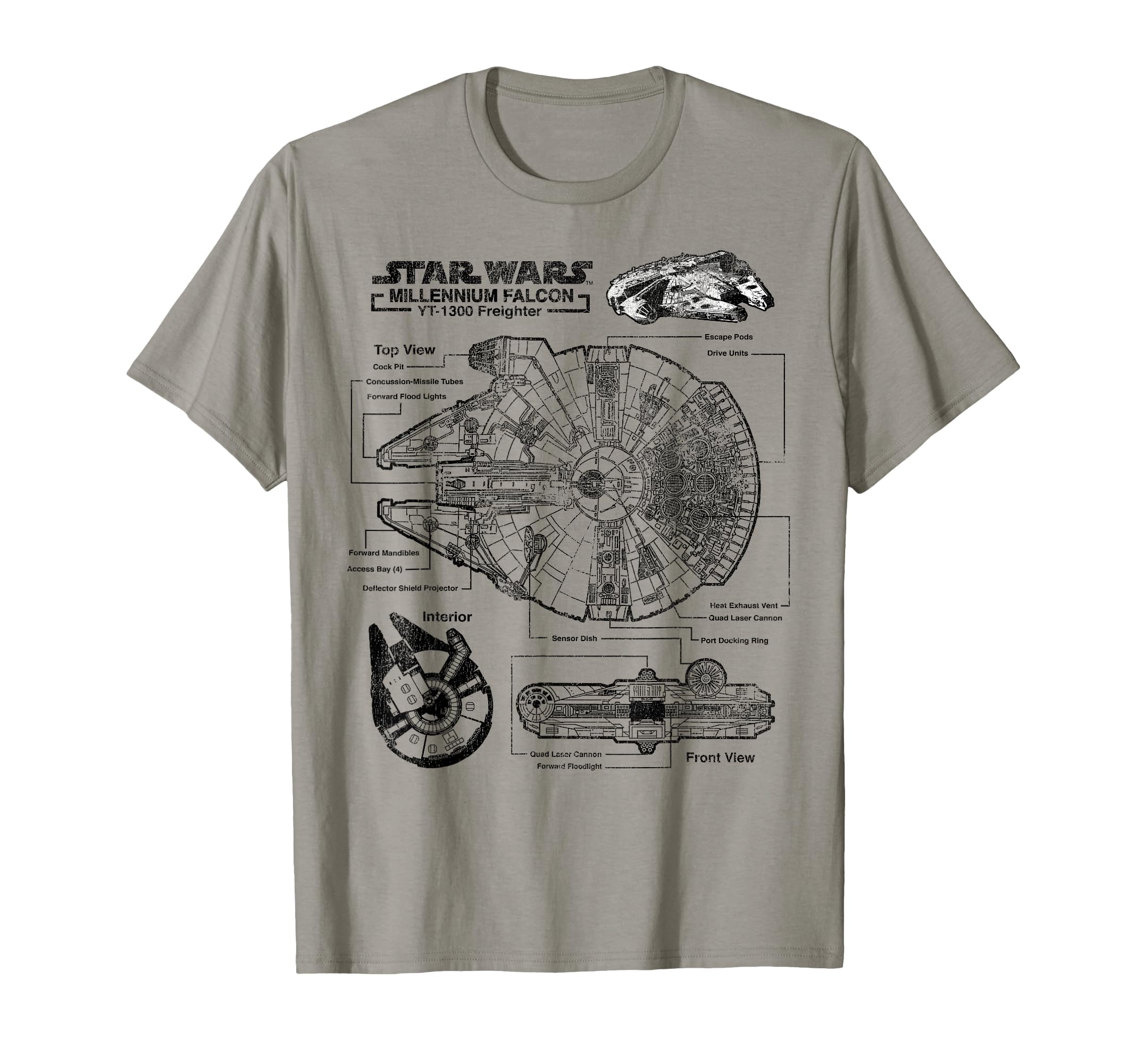 Millennium Falcon Detailed Schematics T-Shirt T-Shirt