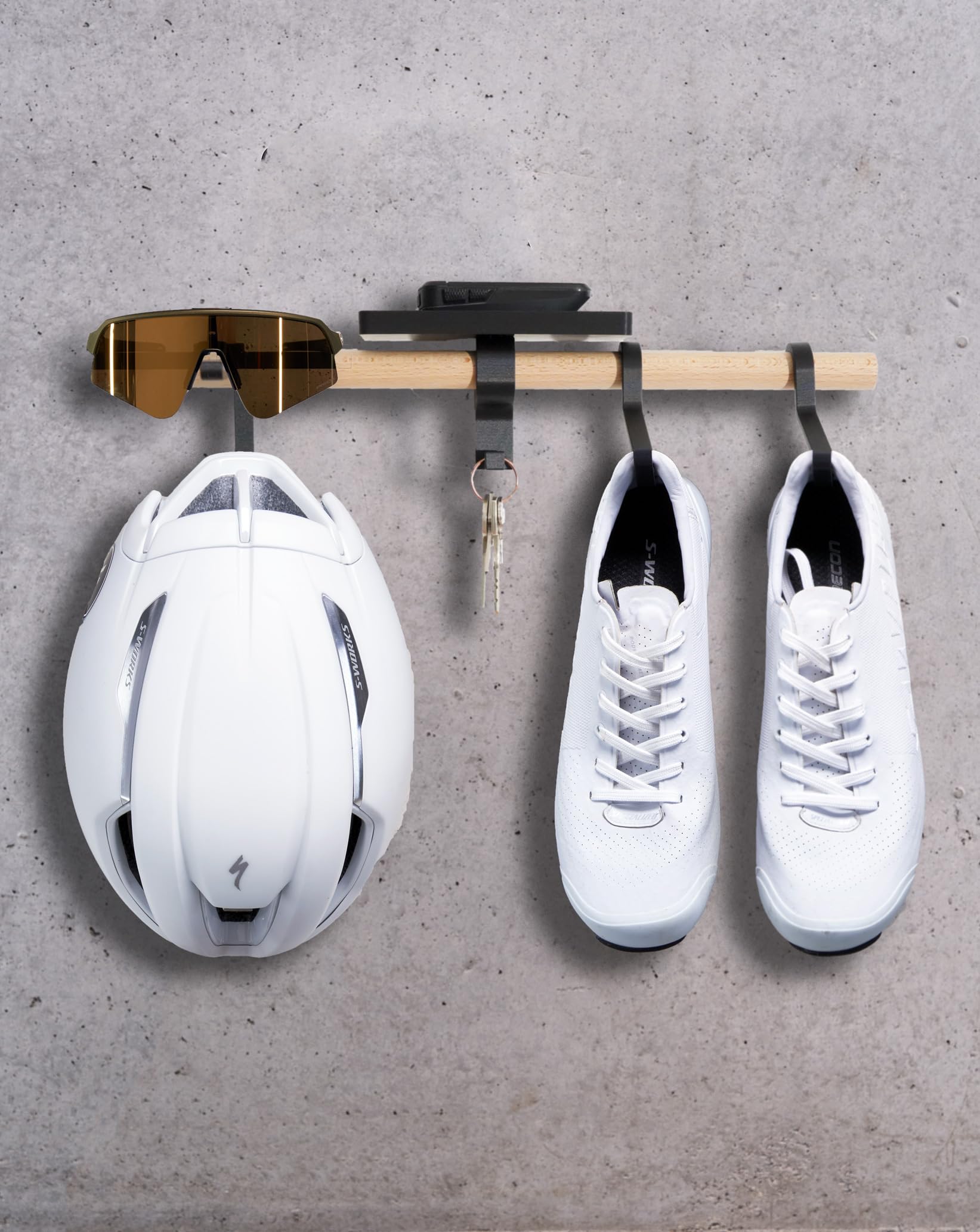Bike Gear Bar, 3D-Druck-Technologie, Wandhalterung für Helm, Sonnenbrille, Fahrradcomputer und Schuhe, Radfahrer