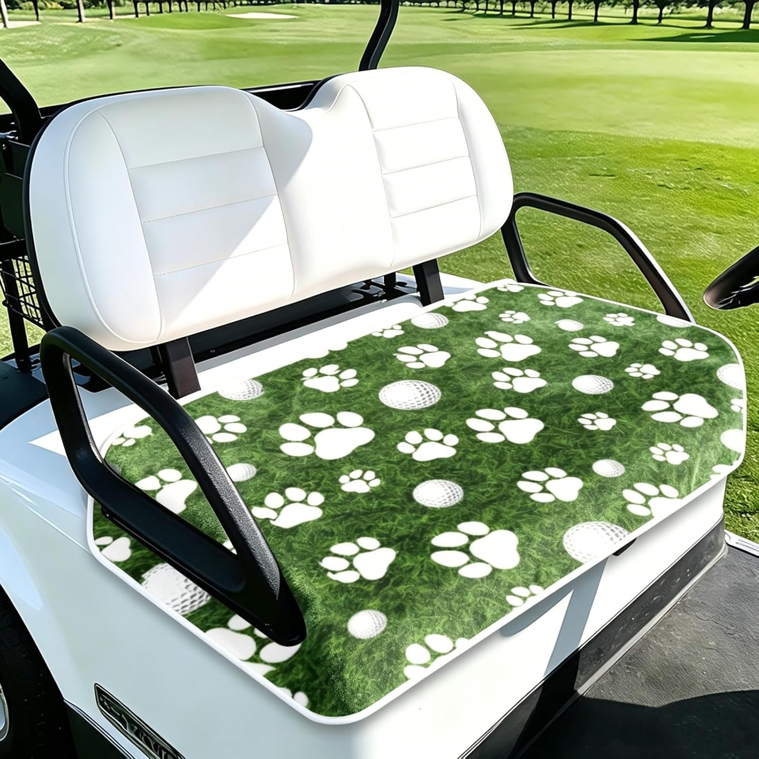 ORIGACH Golf Ball & Paw Print Turf Golf Cart Seat Covers, 51x31inch