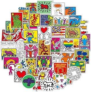 50Pcs Keith Haring Graffiti Art Stickers,Suitable for Water Bottle Cup Laptop Guitar Car Motorcycle Bike Skateboard Luggage Box, etc