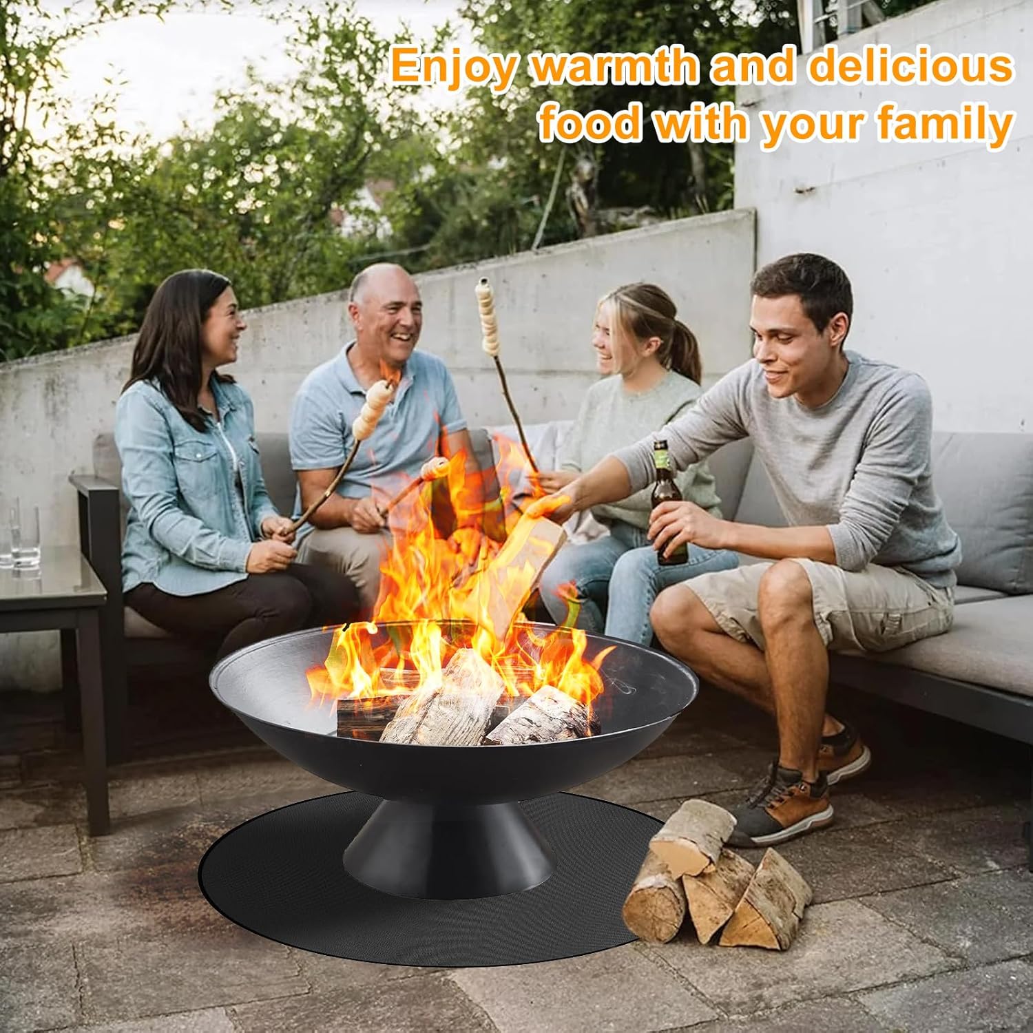 Fireproof Floor Protector, Under Grill Mats for Outdoor Grill, Waterproof | Oil-Proof, Easy to Clean | Indoor Fireplace/Fire Pit Mat for Decks, Patios, Grass, BBQ Smoker (48x48 inch)