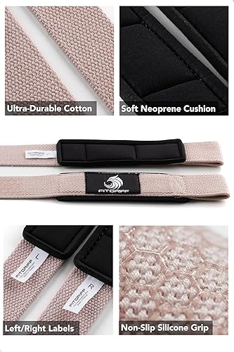 Miniatura 3 de Fitgriff Muñequeras de levantamiento para levantamiento de pesas, gimnasio, peso muerto, entrenamiento (hechas de algodón premium y acolchado) -