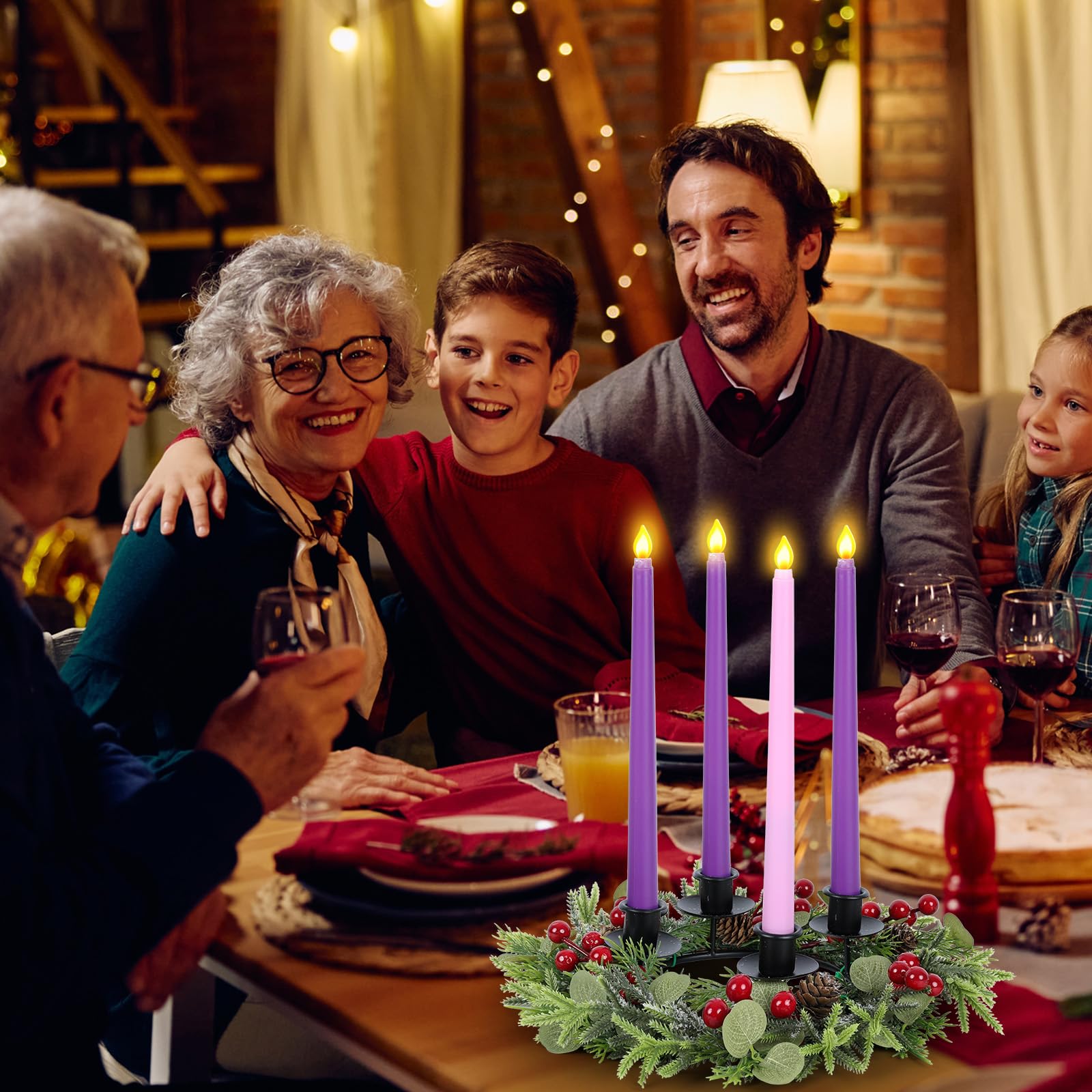 Lot de 5 couronnes de l'Avent de Noël avec bougeoirs, bougies de Noël pour maison, cheminée, église, centre de table, maison, école, cheminée de l'Avent