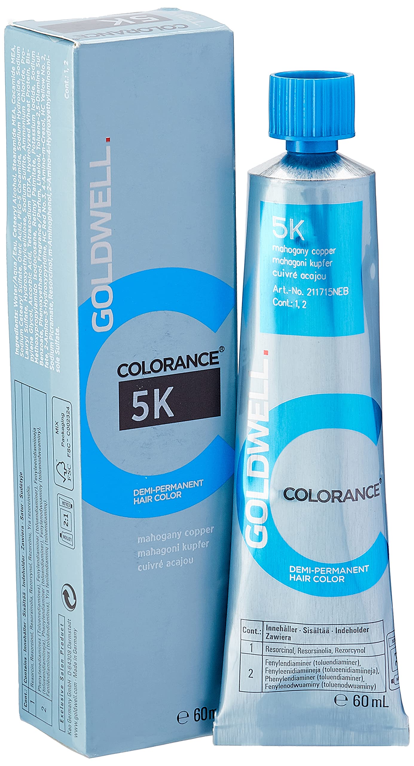 Goldwell Colorance Demi-Permanent Hair Colour, 5K Mahogany Copper, 60 ml, 4021609117155
