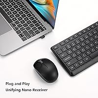 Vista 2 de Combo de teclado y ratón inalámbrico para Windows, combo de teclado y ratón inalámbrico externo de computadora de tamaño completo 2.4G para laptop