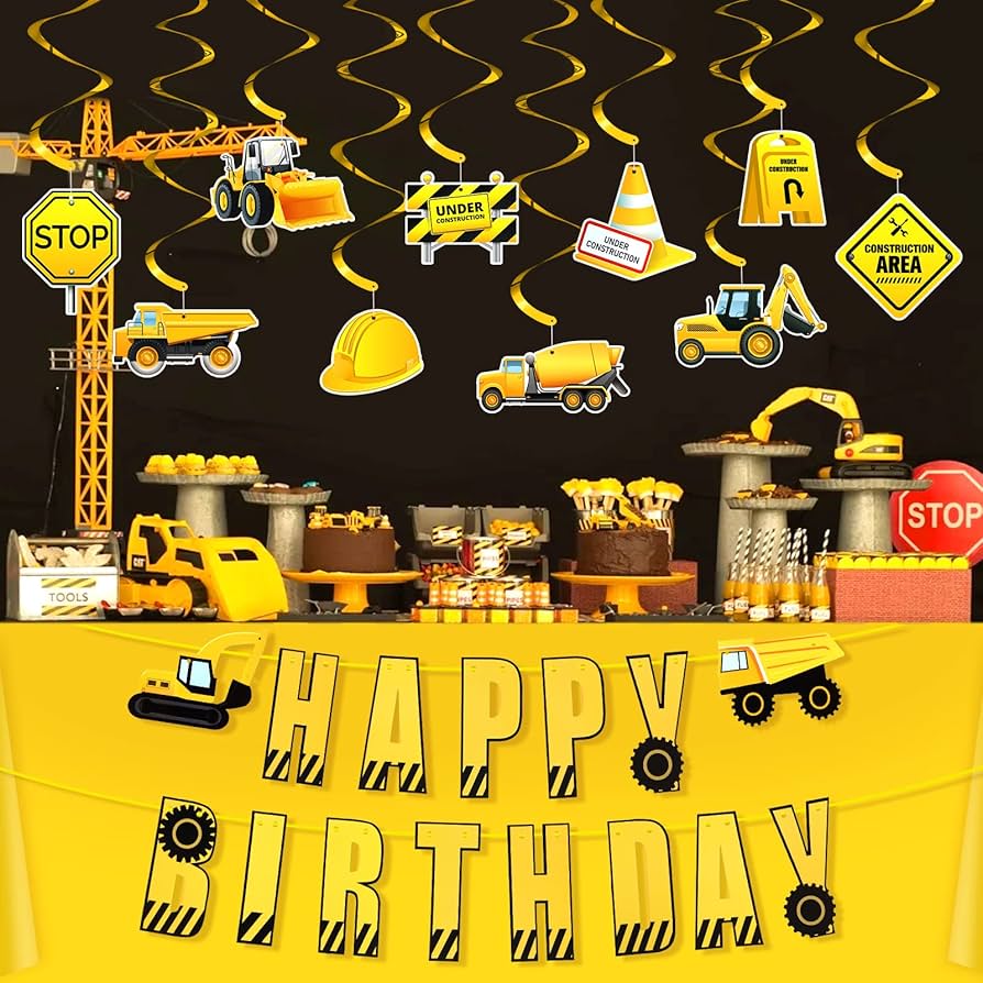 Geburtstags Gold Glitter Bulldozer 2 Cake Topper Cheer To