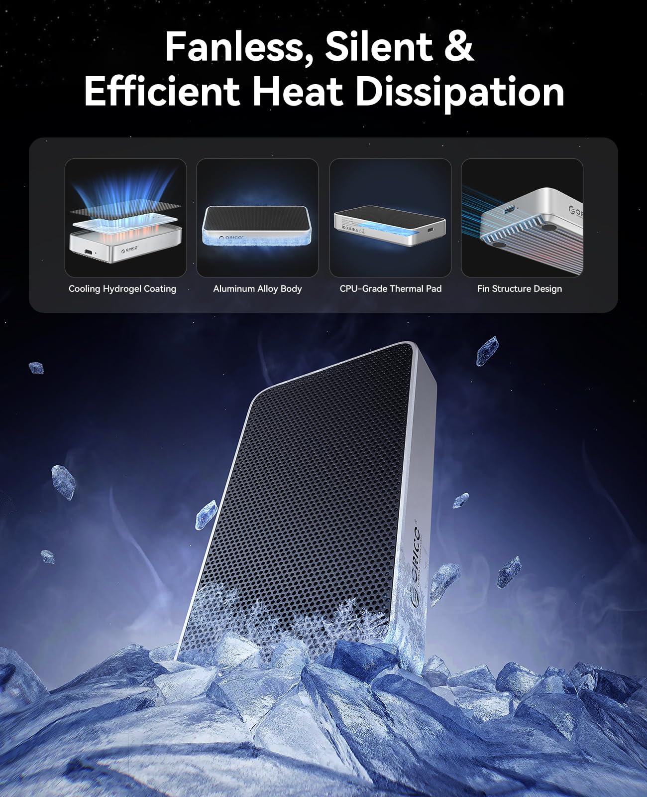 ORICO 80Gbps 2TB Portable SSD, 5800MB/s R 3300MB/s W Portable Fanless Cooling Design, Aluminum Alloy, Compatible with Thunderbolt 5/4/3, Ultra-Fast External SSD, for Video Editing/Photography/Design - Additional View