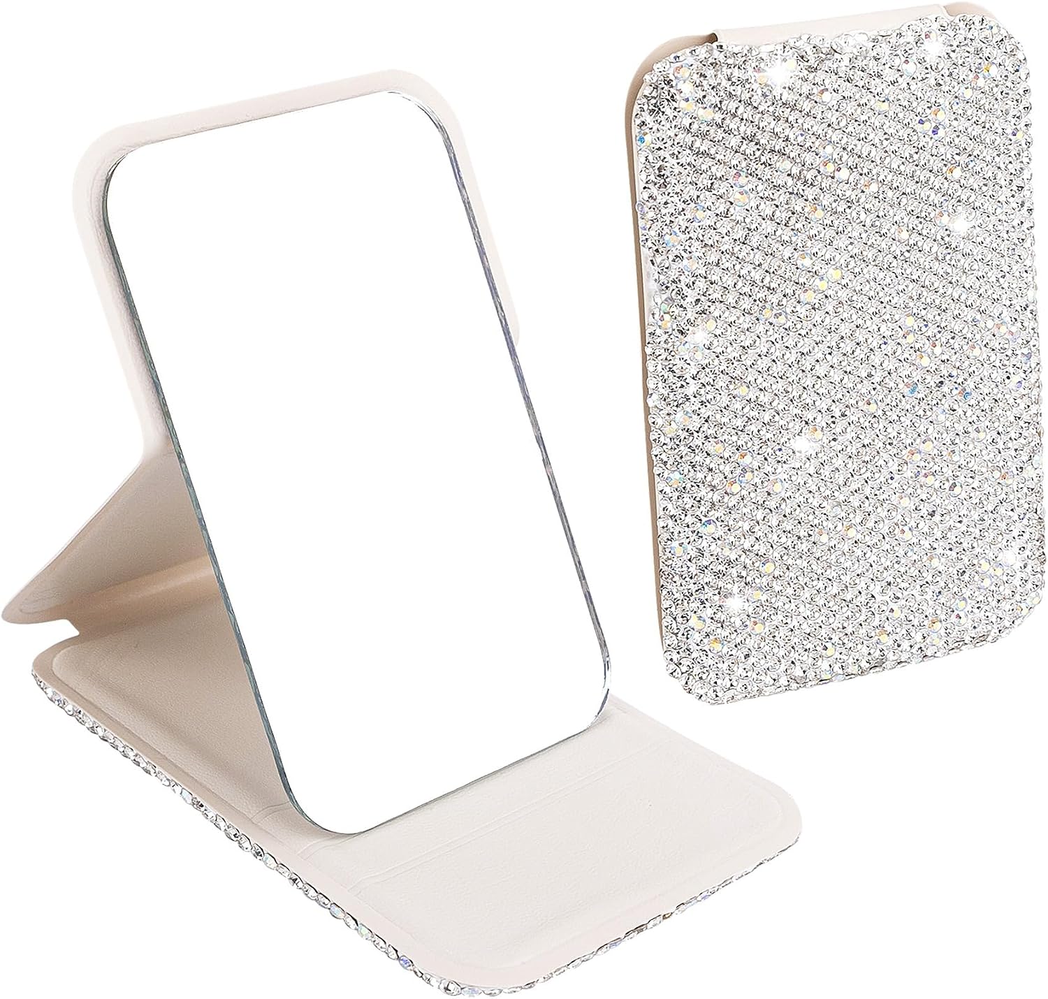 Framendino, Bling Compact Pocket Mirror Portable Metal Folding Mirror for Travel Daily