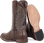 J's.o.l.e Cowboy Boots Men Square Toe – Wide Calf Pull On Western Work Boots, Slip Resistant, Double-Stitched, All-Day Comfort for Ranch, Riding & Concerts