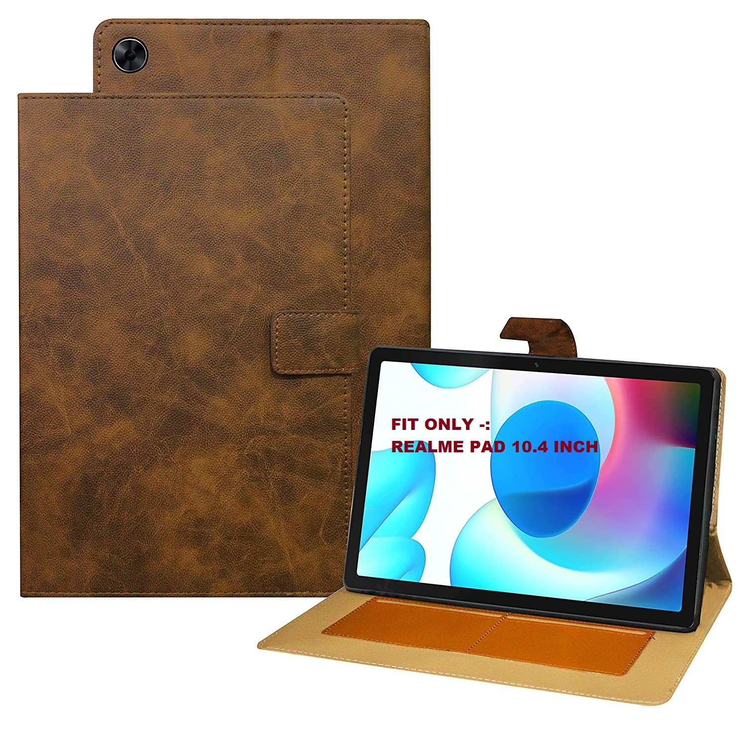 Flip Cover for Realme Pad 10.4 inch 2021 Leather Case Cover (Light Brown)-picture-20