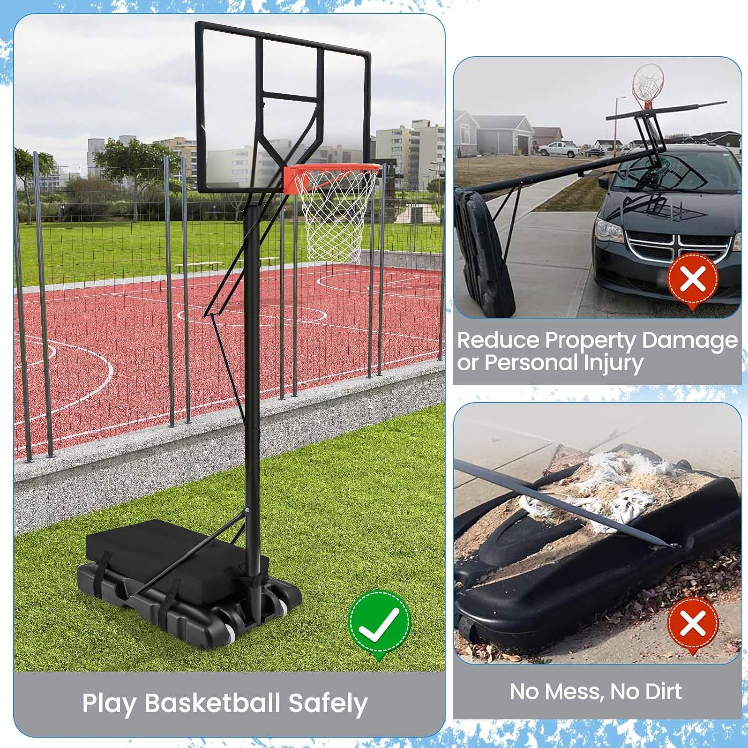 Goplus Basketball Hoop Sandbag, Indoor Outdoor Heavy Duty Weighted Bottom Anchor for Portable Basketball Hoops, Weather-resistant Waterproof Windproof 900D Oxford Fabric Weight Bag Holds up to 300 LBS