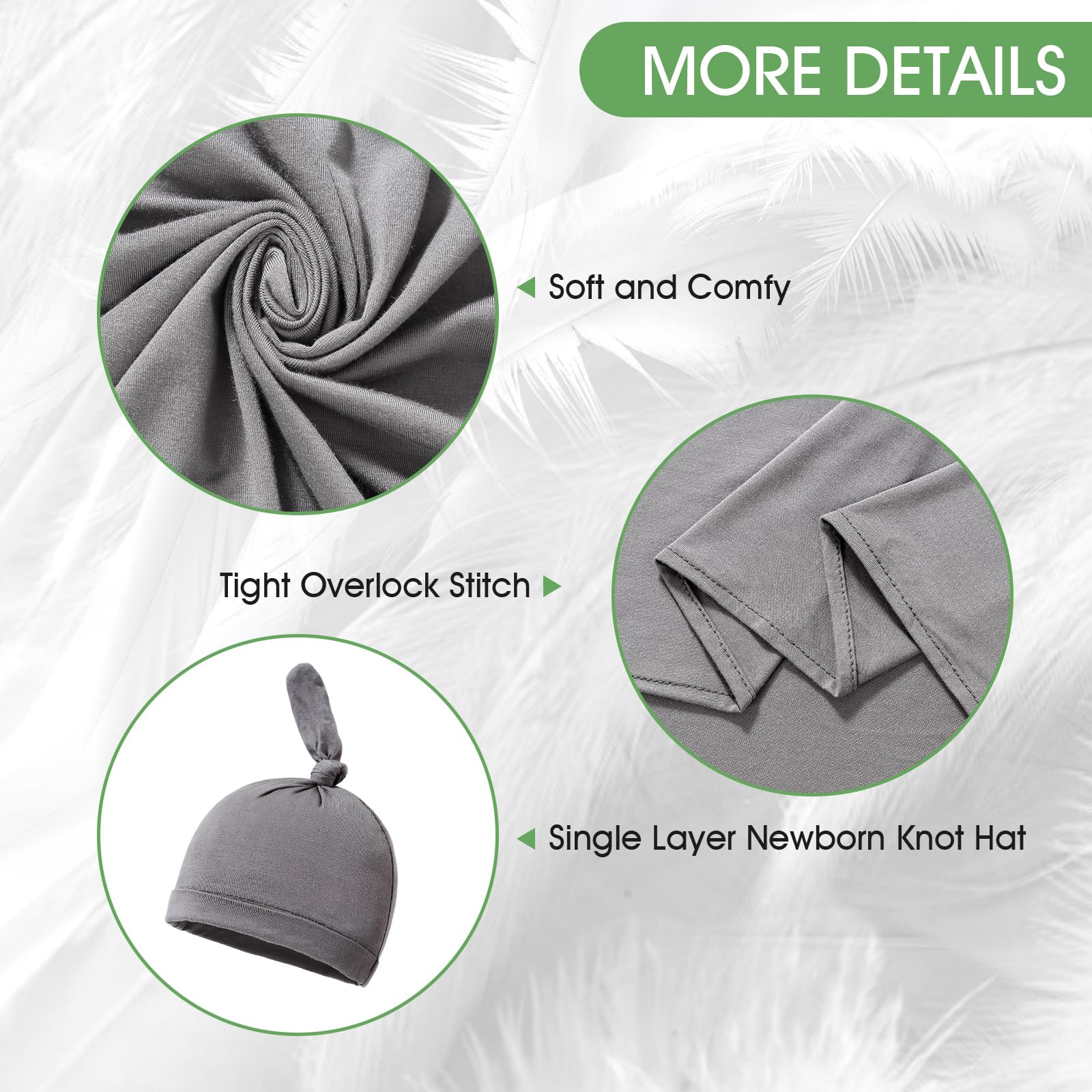 iEvolve Baby Swaddle Blanket with Hat Set Newborn Swaddle Wrap Swaddling Blanket Receiving Blankets for Baby Girls Boys 85 * 85cm(Dark Grey) - Image 3