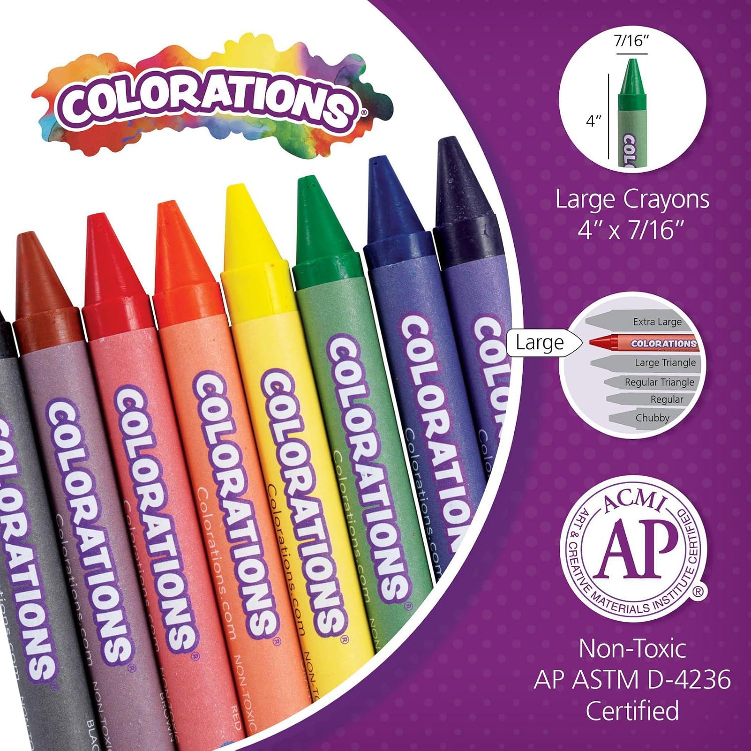 Colorations Large Crayons - 8 Colors per Set, 24 Sets Included, 192 Total Crayons, Each Set Individually Packaged, Personalize & Decorate for Gifts, Arts & Craft Craft for Children