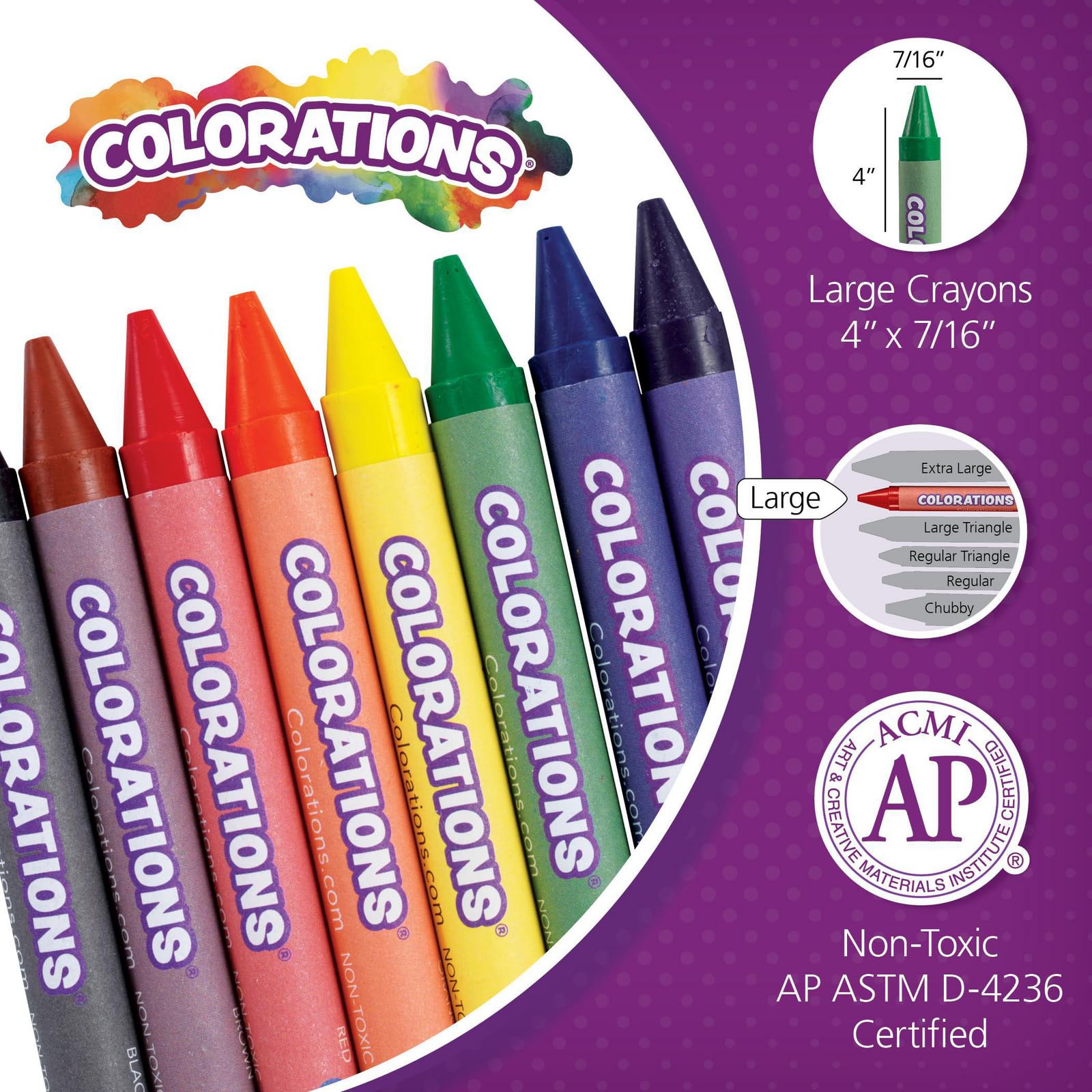 Amazon.co.jp: Colorations ラージクレヨン – 8色セット 24セット入り