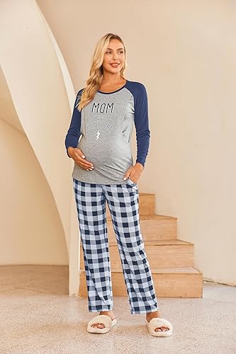Miniatura 3 de Ekouaer Conjunto de pijama de maternidad para mujer, manga larga, ropa de dormir para lactancia materna, cómodo conjunto de pijama de embarazo para