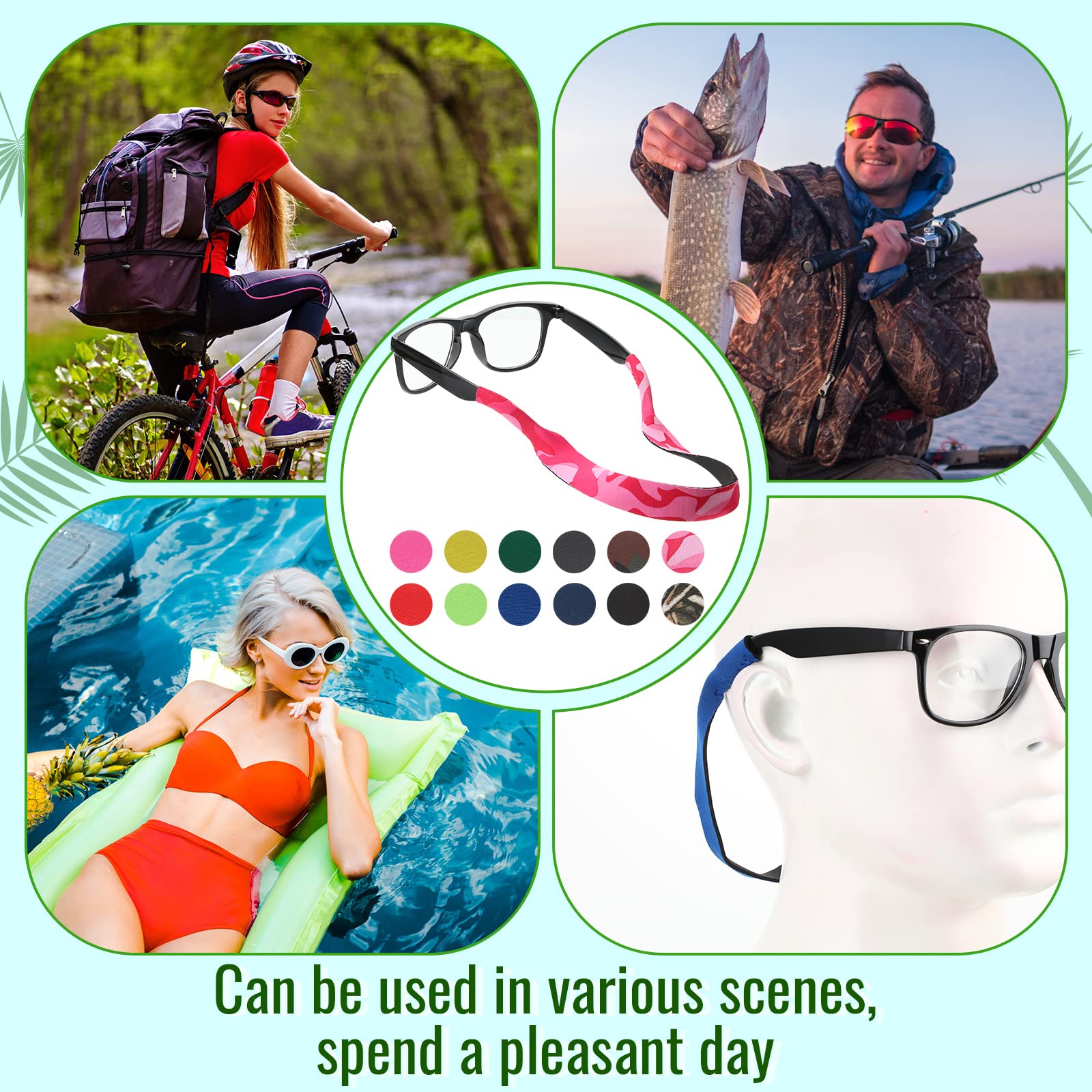 Kanayu 24 Pcs Floating Bulk Sunglass Strap Neoprene Eyewear Retainer