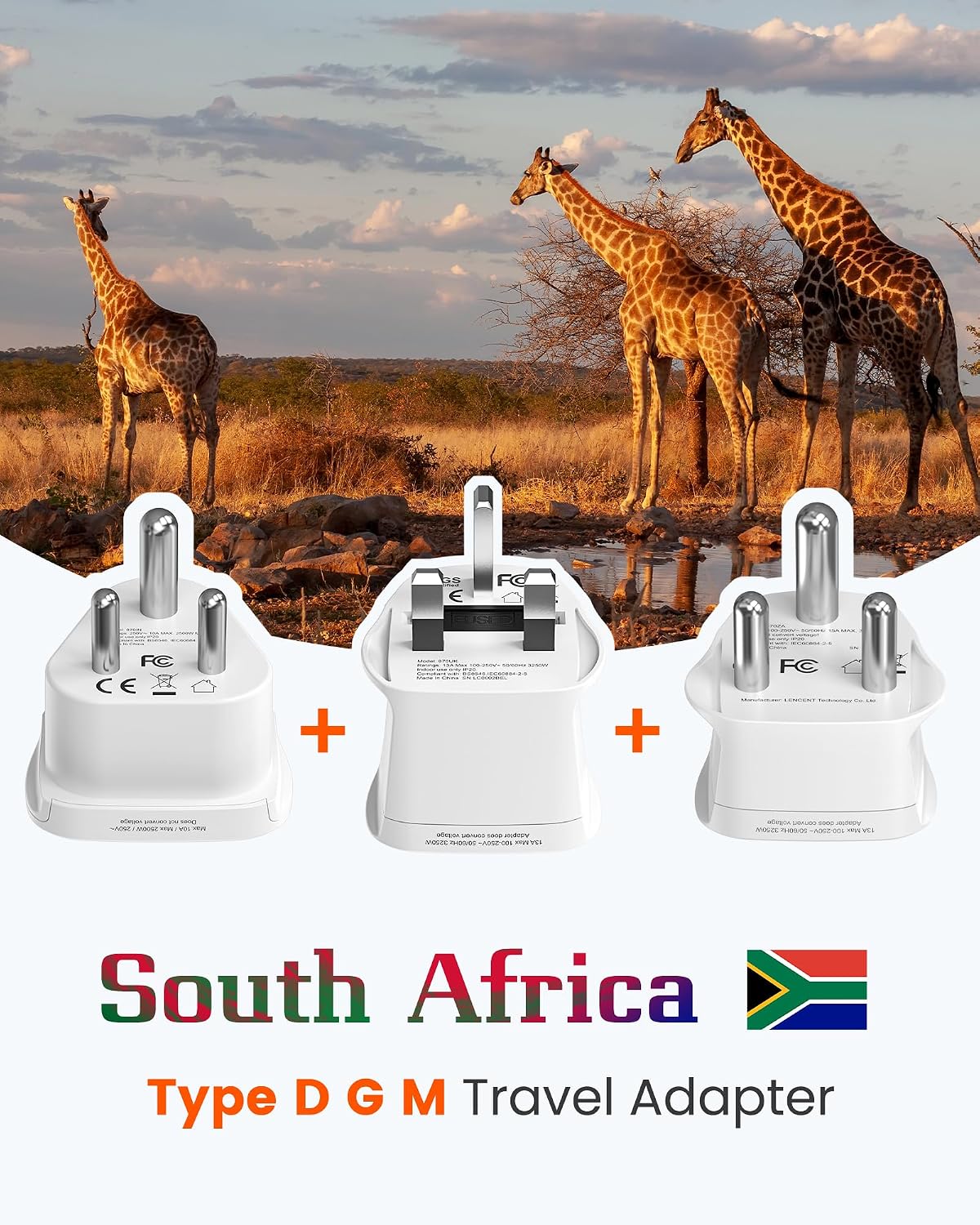 LENCENT Type D G and M Travel Adapter Plug Adapter for Sri Lanka South Africa Botswana Namibia Zimbabwe India Nepal Power Adapter