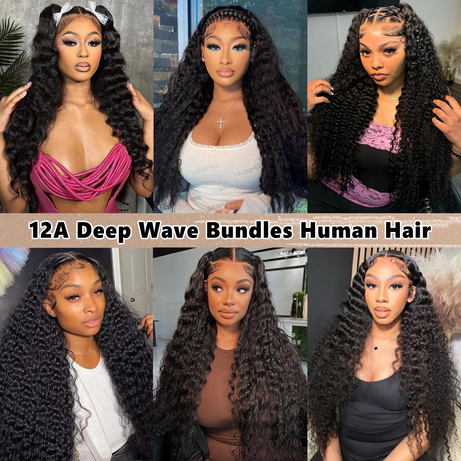 Amazon.com : Deep Wave Bundles Human Hair 14 16 18 Inch 3  display picture 1