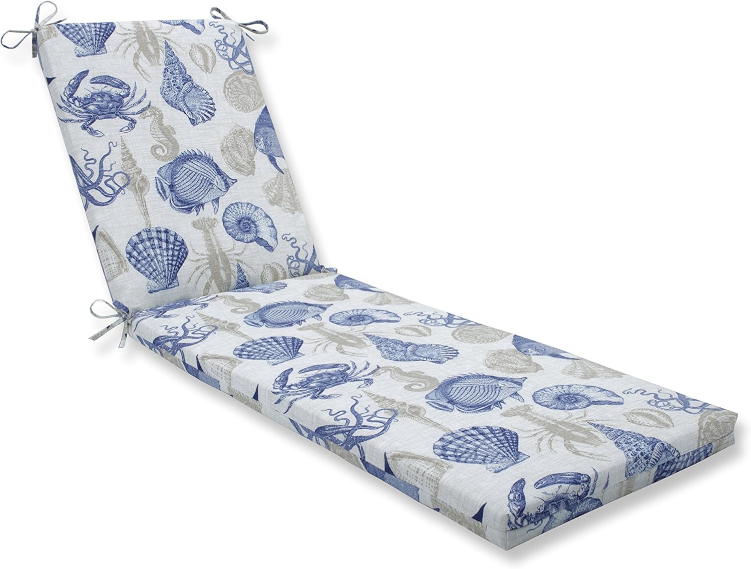 Pillow Perfect Outdoor/Indoor Chaise Lounge Cushion, 80" x 23", Blue Sealife Marine