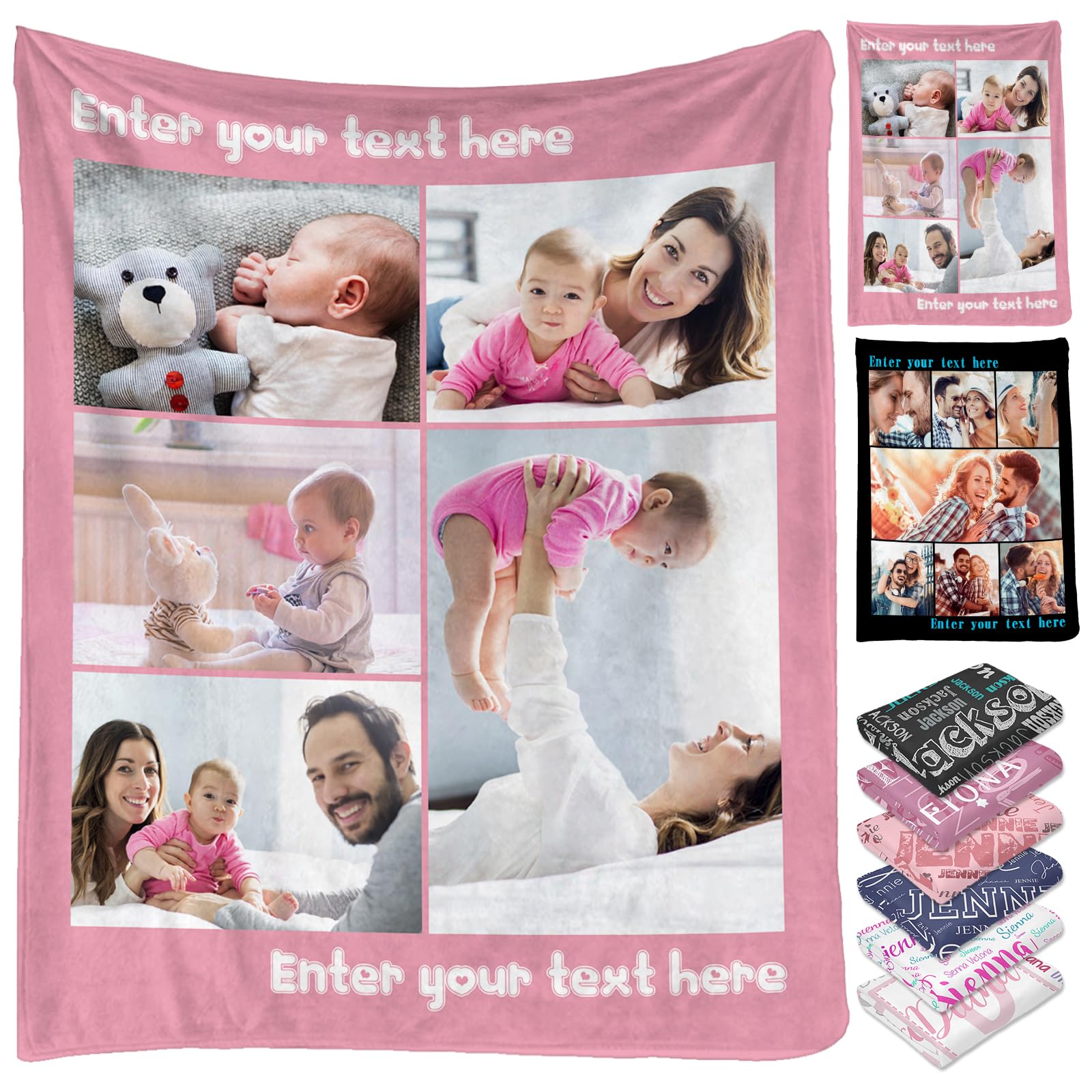 Fadace Custom Blanket Personalized Blanket for Kids Customized Baby Blankets with Name Girl Boy Adults Christmas Birthday Valentines Day Gift 30