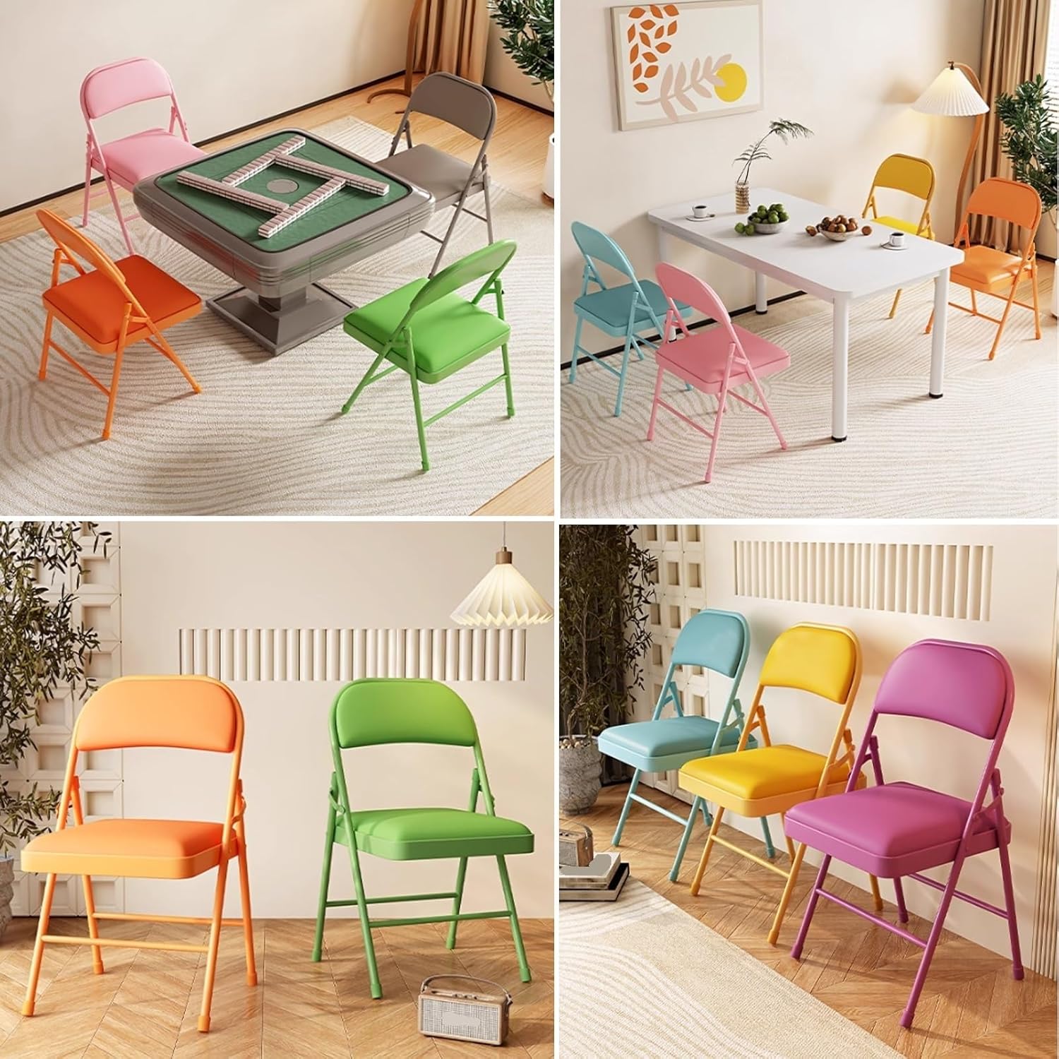 Portable Folding Chairs with Thick Padded Seats, Stackable Indoor Outdoor Commercial Seating for Events, Weddings, Parties, and Dining - Brown Color