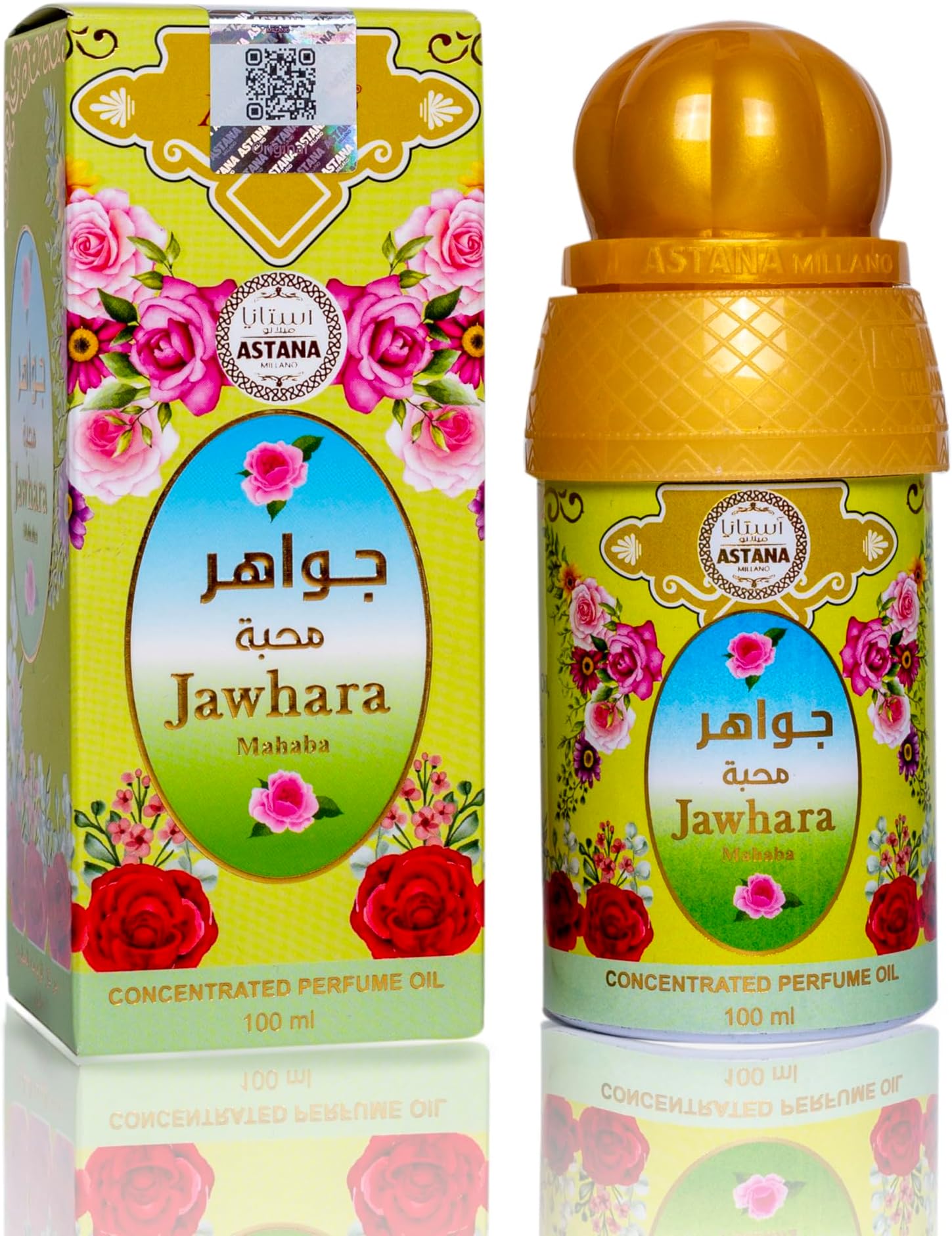 Jawhara Mahaba Concentrated Perfume Oil 100 Ml,Long-Lasting Alcohol-Free Fragrance Attar
