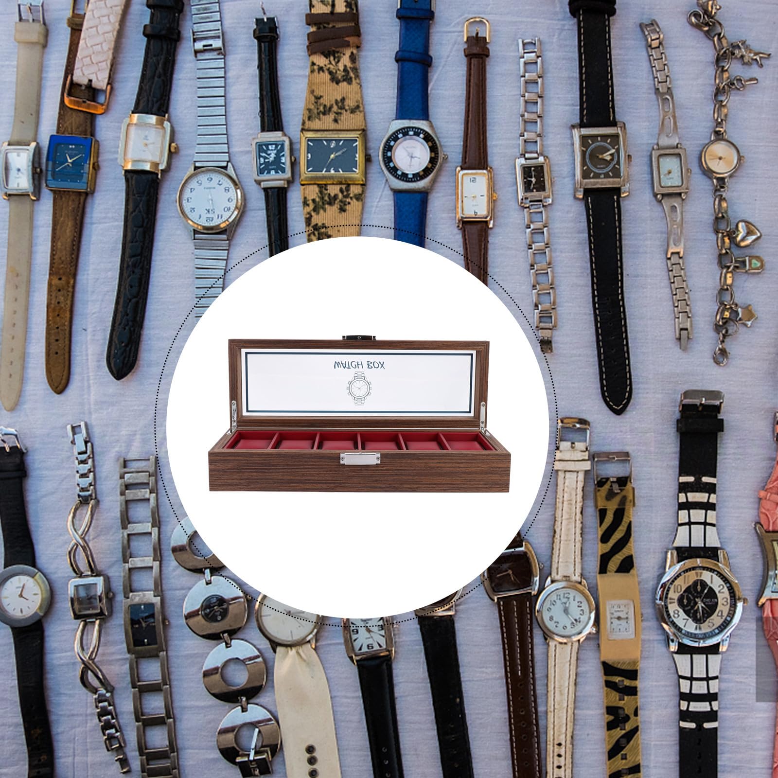 Vitrina para Relojes de Madera para Proteger Relojes del Daño y Arañazos 6 Ranuras, Caja Organizadora Elegante en Ocasiones Obsequios