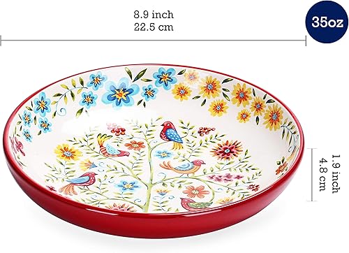 Miniatura 7 de Bico Summer Provence - Cuencos de cerámica de 35 onzas, juego de 4, para pasta, ensalada, cereales, sopa, microondas y lavavajillas