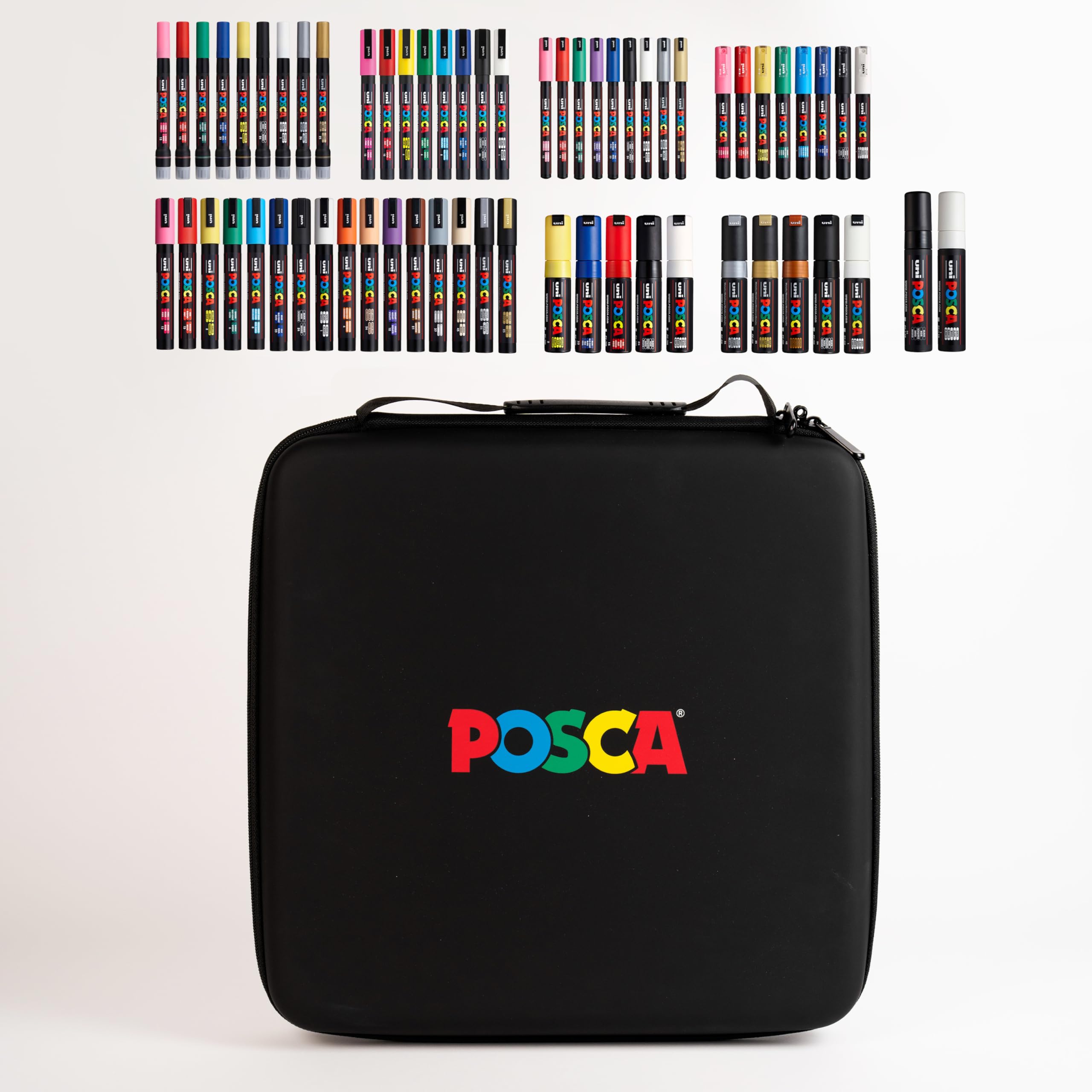 Photo 1 of Posca Exclusive Acrylic Paint Markers Gift Set of 62 with Case, Great for Kids and Adults, For Coloring Decorations, Canvas, Glass or Wood, Includes 350, 1MR, 1M, 3M, 5M, 7M, 8K, & 17K