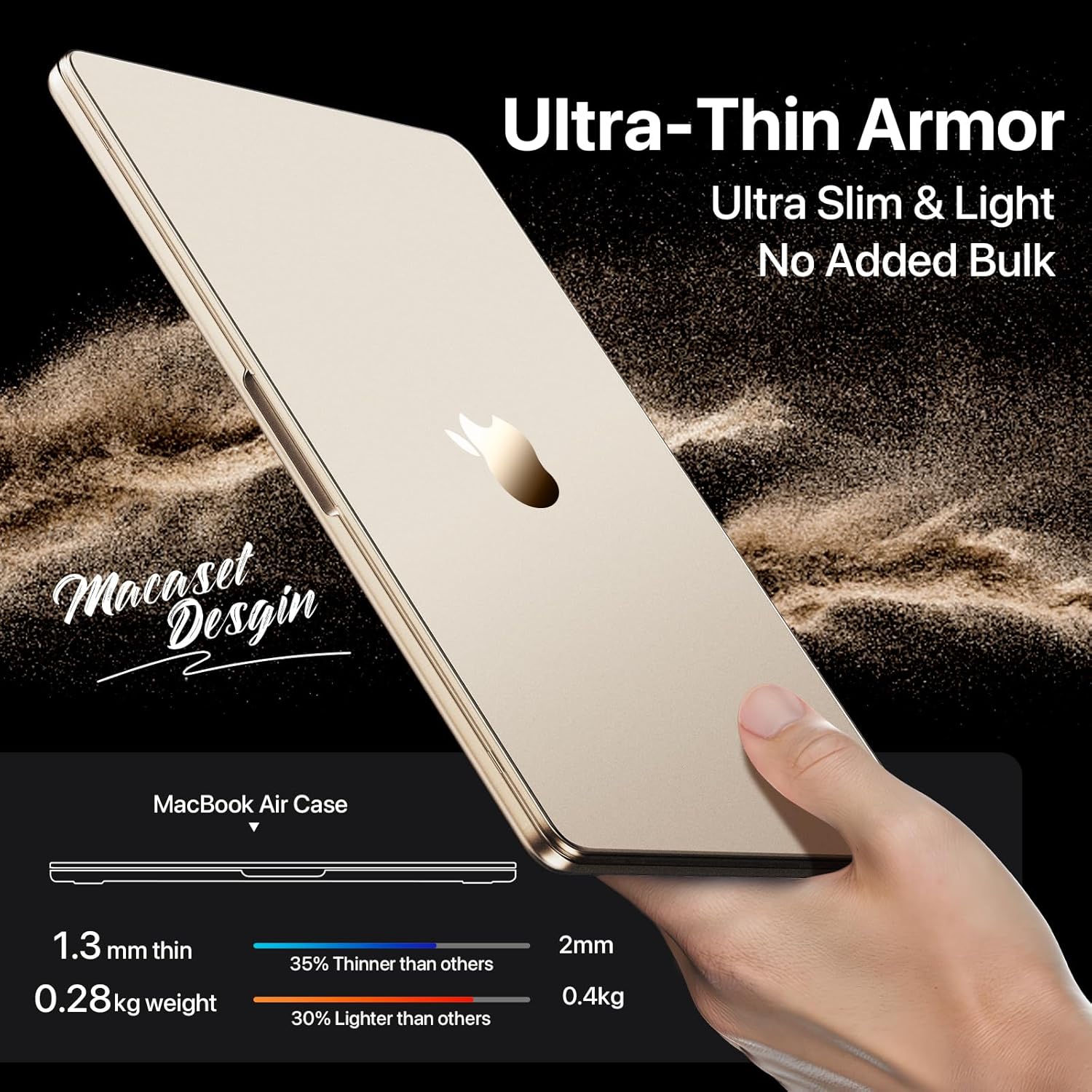 Macaset for MacBook Air 15 inch Case | M5 M4 M3 M2 2026-2023 | Official Starlight | 100% Color Match | Protective Hard Shell Cover | Laptop A3448 A3241 A3114 A2941 | Starlight Clear