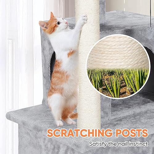 Miniatura 5 de Nova Microdermabrasion Árbol para gatos cubierta de felpa ultra suave de 34 pulgadas con postes de cuerda de sisal para rascar muebles de casa para