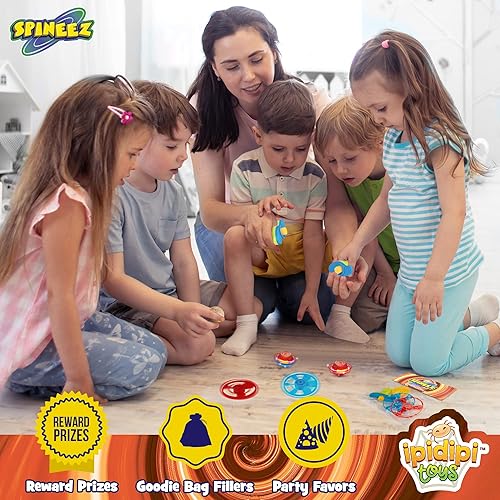 Miniatura 5 de IPIDIPI TOYS Spineez - Platillo volador iluminado – Paquete de 12 juguetes giratorios OVNI, rellenos de cesta de Pascua para niños, recuerdos