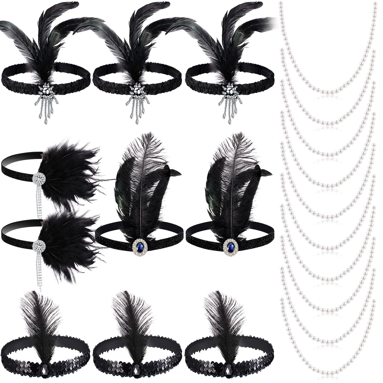 Flapper Can Can Black Feather Headband 1920s Deco & Black Feather Flapper Headpiece – Flapper Boutique main image 2