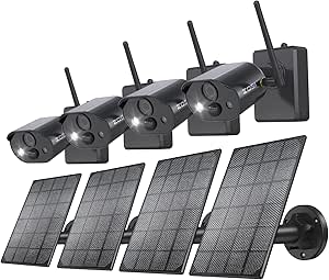 ZOSI 4Pack C306 Pro 2K Wireless Battery Powered Security Camera Outdoor with Solar Panel, Color Night Vision, 2-Way Talk, PIR Detection, Spotlight & Siren Alarm, Cloud/SD Card Storage(No SD Card) asin的图片